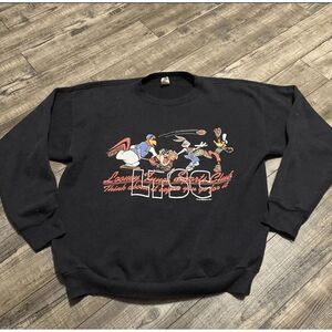 Vintage 90s Looney Tunes Bugs Bunny Taz Crewneck Sweatshirt Black XXL